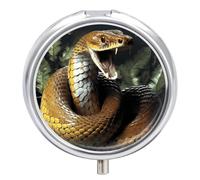 Cobra Snake Pill Organizer 3 Compartment Small Pill Case Round Medicine Organizer Box Portable Travel Pill Box and Vitamin Containers for Supplement Fish Oil Planner