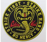 Cobra Snake Sew-On Cloth Badge Patch - Karate Kid No Mercy Strike First Strike Hard 3.5inch Round Badge