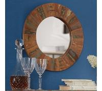 coburg wooden wall mirror round in reclaimed wood