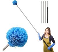 Cobweb Duster, 6.5 FT Stainless Steel Pole Cobweb Brush with Medium-Stiff Bristles for Walls Beams Shelves Iight Fixtures and Window Screens