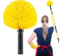 Cobweb Duster Brush Head, Spider Web Cleaning Tool, Indoor & Outdoor Use, Fits 3/4 Inch Acme Threaded Poles (Yellow)