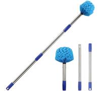 Cobweb Duster with Extension Pole, 6 FT Stainless Steel Pole with Spider Web Brush Head Ceiling Fan Duster for Outdoor Indoor Cleaning