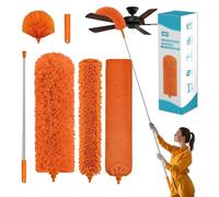 Cobweb Duster with Extension Pole,Cleaner Outdoor 110" Telescoping Extended Sspider Brush, Dusting Kit,Long Handle Reach for High Ceilings and Fans,Microfiber Webster Remover Tools Feather Dusters