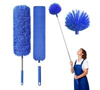 Cobweb Duster with Extension Pole, Washable Cleaning Duster Kit with 3 Duster Heads, Cobweb Duster, Corner Brush, Gap Dust Cleaner, Telescoping Pole for Ceiling Fan, Long Duster for high Ceilings