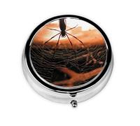 Cobwebs with A Spider Print Personalised Portable Pillbox with,Mini Pillbox Compact and Convenient Pill Organiser for Storing and Organising Pills