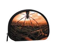 Cobwebs with A Spider Print Portable Mini Storage Bag Shell Shaped Wallet Small Coin Wallet Shell Storage Bag