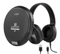 Coby Portable CD Player with Headphones | 60-Sec Anti-Skip Compact Disc Player with Foldable Headset Bundle | Small CD Player Portable for Travel, Home | Retro MP3 Player Discman Portable CD Players