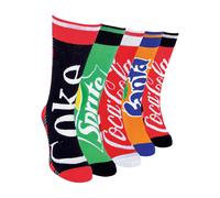 Coca Cola - 5 Pack Unisex Novelty Cotton Socks: Colorful Stripes, Fun Design, Branded Logo