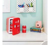 Coca-Cola Classic 4L Mini Fridge Bottle Cooler Holds 6 Cans, Ac/dc Powered, Portable Retro Red Design, 12V Travel Cooler