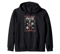 Coca-Cola Classic Bottle Christmas Sweater Style Zip Hoodie
