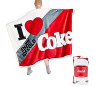 Coca Cola Classic 'I Love Coke' Retro Sherpa Fleece Blanket - 152 x 117 cm, Official Merchandise For the fans of Coke