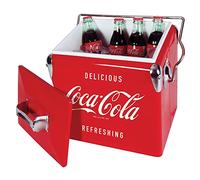 Coca Cola Cool Box 13L Leak-Proof Air Tight Drybox 18 Can Capacity Mini Ice Boxes Portable Cooler for Food Drinks with Bootle Opener Retro Ice Bucket Ideal for Camping Hiking Fishing Picnic Red