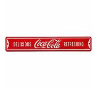 Coca-Cola Delicious and Refreshing Embossed Metal Street Sign - Vintage Coca-Cola Sign for Home