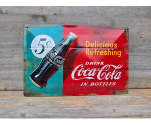 Coca Cola Delicious Refreshing Metal Sign Large Vintage look Retro Tin Sign.