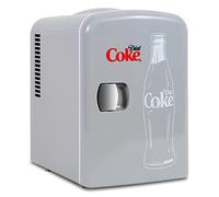 Koolatron Coca Cola Diet Coke Mini Fridge For Bedrooms 4L Small 6 Can Table Top Quiet Mini Fridges For Skincare Office Food Drinks Kids Home Car & Travel 12V Portable Cooler Refrigerator Classic Grey