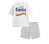 Coca Cola Fanta Mens White Logo Short Sleeve Short Leg Pyjama Set - Large