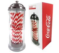 Coca Cola Glass Straw Holder & Dispenser - Official Coca Cola Gifts, Merchandise & Retro Kitchen Accessories - with 50