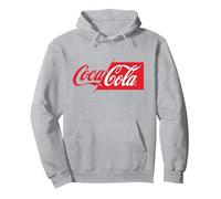 Coca Cola Half Red Half White Logo Pullover Hoodie, Adult Unisex, Heather Grey, Small