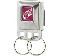 Coca-Cola Keychain, Seatbelt Buckle Keyholder, Cherry Coke Logo Full Color Burgundy
