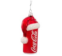 Coca-Cola Kurt Adler 4-1/2-Inch Glass Can with Santa Hat Ornament,for Christmas