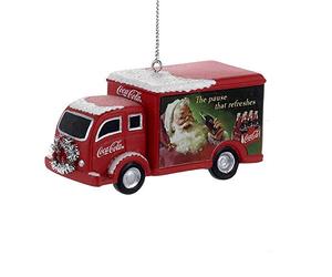 Coca-Cola Kurt Adler Truck With Silver Wreath Christmas Ornament by Kurt Adler
