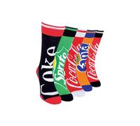 Coca Cola Men's 5 Pack Novelty Cotton Socks: Colorful Stripes, Fun Design, Branded Logo in Red Coca Cola Red One Size