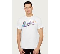 Coca-Cola Men's Colourful Gradient Mist Logo T-Shirt in White | Size: Medium Coca-Cola White M