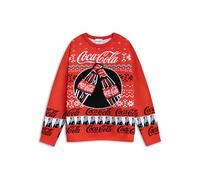 Coca-Cola Mens Red Fair Isle Logo Christmas Jumper | Long Sleeve Crew Neck for Holiday Celebrations | Festive Apparel for Christmas Merch - XX-Large