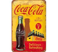 Coca Cola Metal Tin Sign Delicious Refreshing Poster Retro Metal Sign Vintage Tin Sign for Cafe Bar Home Wall Decor 12 X 8 inch