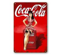 Coca Cola Pinup Girl Metal Tin Signs, Vintage Wall Decor Retro Art Tin Sign Funny Home Farm Decorations, Chic Gifts For Bar Pub Cafe Living Room Garage Metal Plaque Poster 8x12 Inch