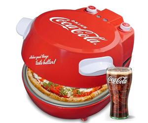 Coca-Cola Pizza Maker, Countertop Indoor Electric Pizza Oven, Heats up to 400°C with 30cm Pizza Stone, Ready in 3-5 mins, Cool Touch Housing, SPM-800CC