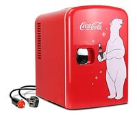 Coca Cola Mini Fridge For Bedrooms 4L Small Fridge 6 Can Table Top Fridge Quiet Mini Fridges For Skincare Office Food Drinks Kids Home Car & Travel 12v Portable Cooler Warmer Refrigerator, PB Red