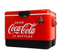 Coca-Cola Retro Ice Chest Cooler Cool Box Large with Bottle Opener 51L (54 qt), 85 Can Capacity Portable Ice Box, Perfect for Beverage, Camping, Beach, RV, BBQs, Tailgating, Fishing Beverage, Red