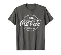 Coca Cola Retro Logo White Text T-Shirt, Men, Asphalt Grey, X-Large