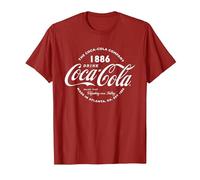 Coca Cola Retro Logo White Text T-Shirt, Men, Cranberry Red, X-Large