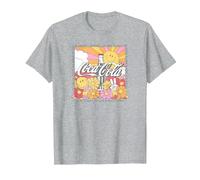 Coca-Cola Retro Sunlight & Flowers Poster T-Shirt, Men, Heather Grey, XX-Large