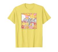 Coca-Cola Retro Sunlight & Flowers Poster T-Shirt, Men, Lemon Yellow, Small