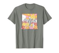 Coca-Cola Retro Sunlight & Flowers Poster T-Shirt, Men, Olive Heather, Small