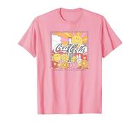 Coca-Cola Retro Sunlight & Flowers Poster T-Shirt, Men, Pink, XX-Large