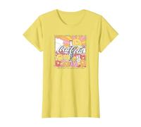 Coca-Cola Retro Sunlight & Flowers Poster T-Shirt, Women, Lemon Yellow, X-Small