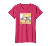 Coca-Cola Retro Sunlight & Flowers Poster T-Shirt, Women, Red Heather, X-Small