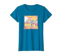 Coca-Cola Retro Sunlight & Flowers Poster T-Shirt, Women, Sapphire Blue, X-Large