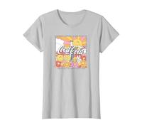 Coca-Cola Retro Sunlight & Flowers Poster T-Shirt, Women, Silver Grey, X-Small