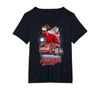 Coca Cola Santa and Truck Holidays are Coming T-Shirt, Women's Plus, Black, 2X