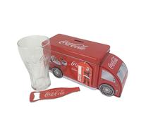 Coca-Cola Truck Money Tin With Glass & Bottle Opener