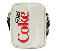 Coca-Cola Vegan Leather Crossbody Bag with Adjustable Strap, Diet Coke Logo Just for the Taste of It Quote Light Gray