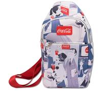 Coca-Cola Vegan Leather Crossbody Sling Bag, Coca Cola Vintage Ad Scenes Grays Black White, 7" x 14"