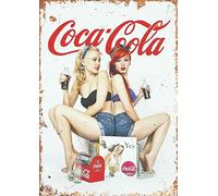 Coca Cola Vintage Wall Advertising Retro Metal Sign Plaque Kitchen Drink Pop UK 2 Girls (Size Large A4 (200x280mm))