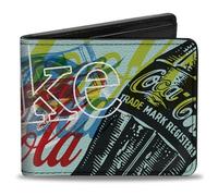 Coca-Cola Wallet, Bifold, Coca Cola Coke Logos and Bottle Pop Art White Multi Color, Vegan Leather