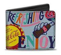 Coca-Cola Wallet, Bifold, Coca Cola Delicious Refreshing Bottle Caps Multi Color, Vegan Leather